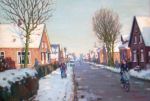 Verkocht.Zwaan.Klaas Zwaan.1922-1998.Winter in Bunschoten Spakenburg.